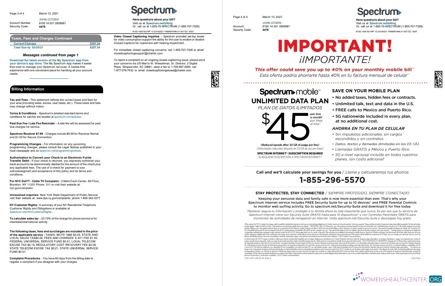 download download USA Spectrum utility bill template in Word and PDF format (4 pages) 3 4 PDF template PDF template